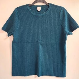 Teal knit short sleeve top